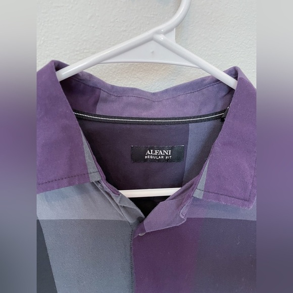 Alfani | Mens Purple and Grey Button Down Shirt - Picture 4 of 5